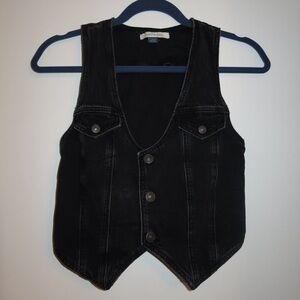 American Eagle Outfitters Black Denim Vest